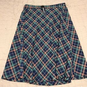 Allegra K Plaid A-Line Skirt in Navy and Teal